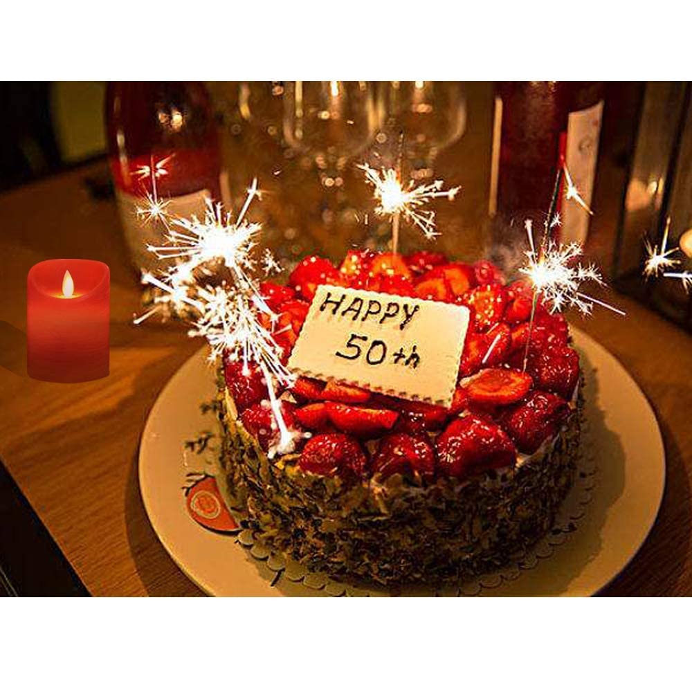 AnnTec LED Candle Light, Red, 3-Piece Set, Flickers Like a Real Flame, Warm Light, Flameless, Safe, Energy-Saving, Includes Remote Control,