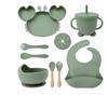 9Pcs Crab Plate For Baby Silicone Tableware Suction Cup With Straw Cute Bowl Plate Tray Bibs Spoon Feeding Set For Kids