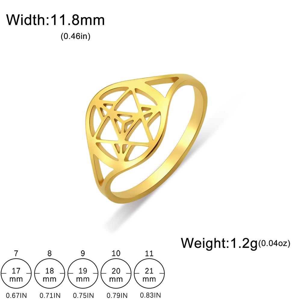 Dawapara Merkaba Star Ring Sacred Geometry Wedding Band Mystical Symbol Protection Amulet Stainless Steel Spiritual Jewelry