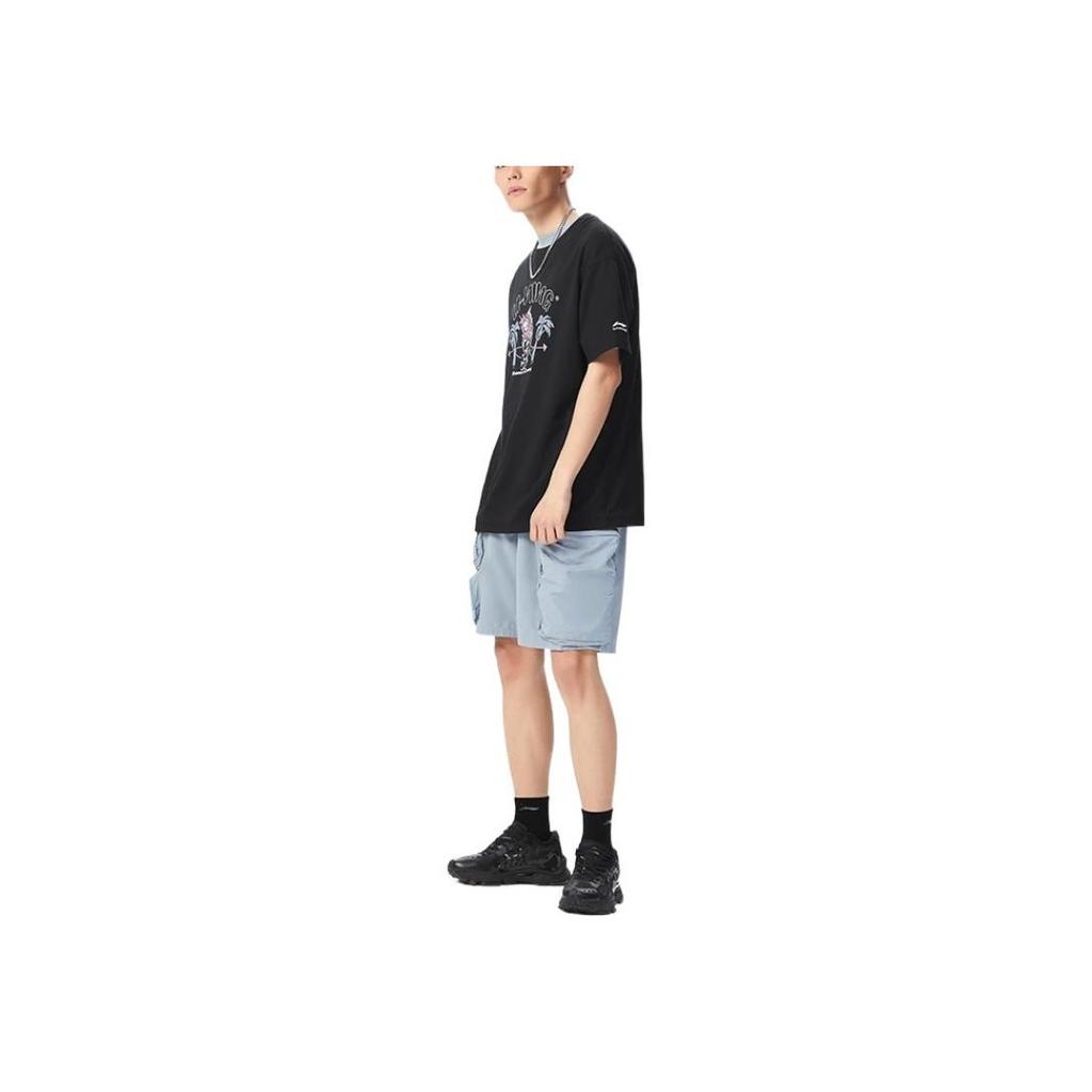Li Ning Sports Trend Series Cartoon Letter Short Sleeve T-Shirt Men Tops Black AHSS327-2