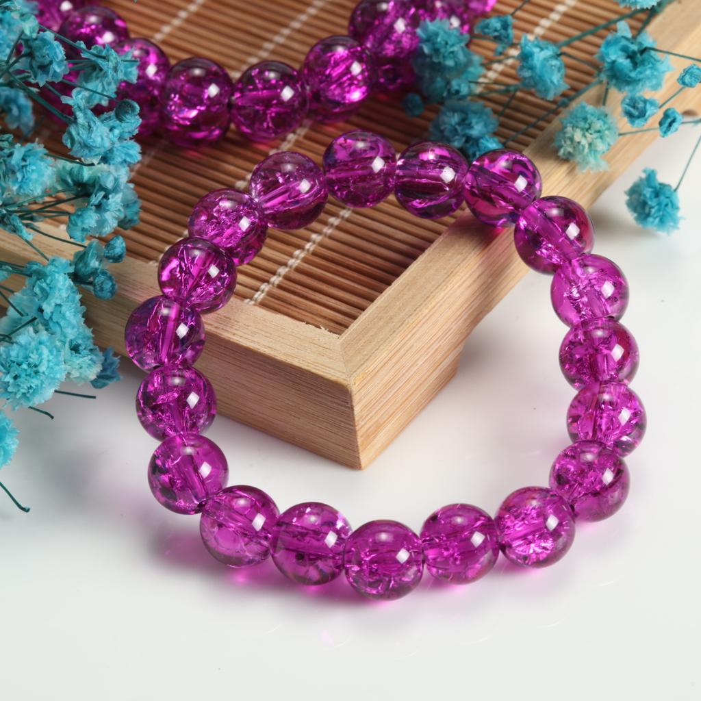 10mm Cracked Flower Glass Beaded Bracelets, Multi-Color Y2K Sweet Cool Style Bracelets for Women Fashion Jewelry Accessories