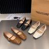 French Mary Jane Shoes Women's Flat-soled Ladyshoes One-word Buckle Single Shoes Spring Soft-soled Fairy Shoes Fat Feet Wide Feet Women's Shoes