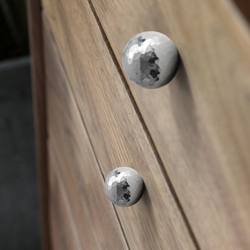 Brass Silver Ball Furniture Pull Handles Hand-Forged Hammer Cabinet Handles Door Drawer Knob Kitchen Wardrobe Cupboard Pulls