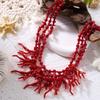Exaggerated Red Coral Multi Layer Necklace for Women Bohemian Irregular Stone Beaded Choker Chain Vacation Party Jewelry Gift