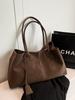 2025 Women Faux Suede Large Capaci Handbag High Quality Solid Color Tote Bag Versatile Retro Designer Shoulder Bags Commuter Bag