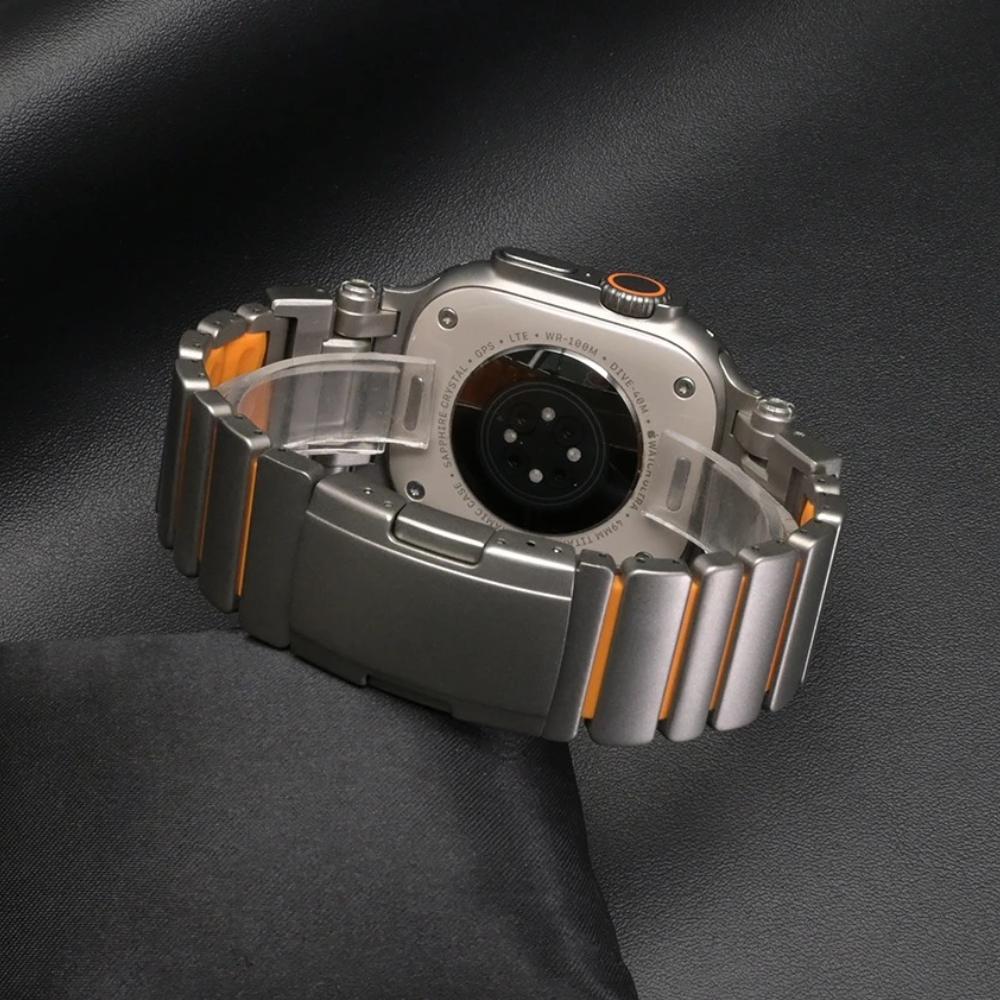 Titanium Metal WatchBand for Apple Watch Band Ultra 3 49mm Series 11 10 9 8 7 6 SE Rubber Luxury Strap for iWatch 46mm 45mm 44mm