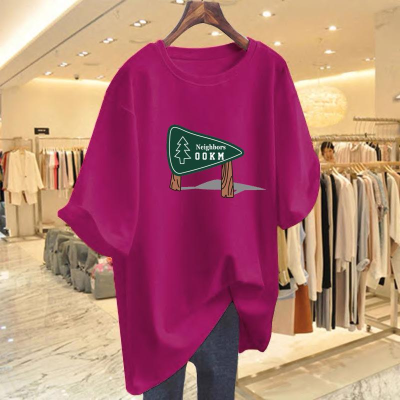 Brand discount women's clothing label cutting fashion casual printing T-shirt short-sleeved women's summer pure cotton loose and thin top