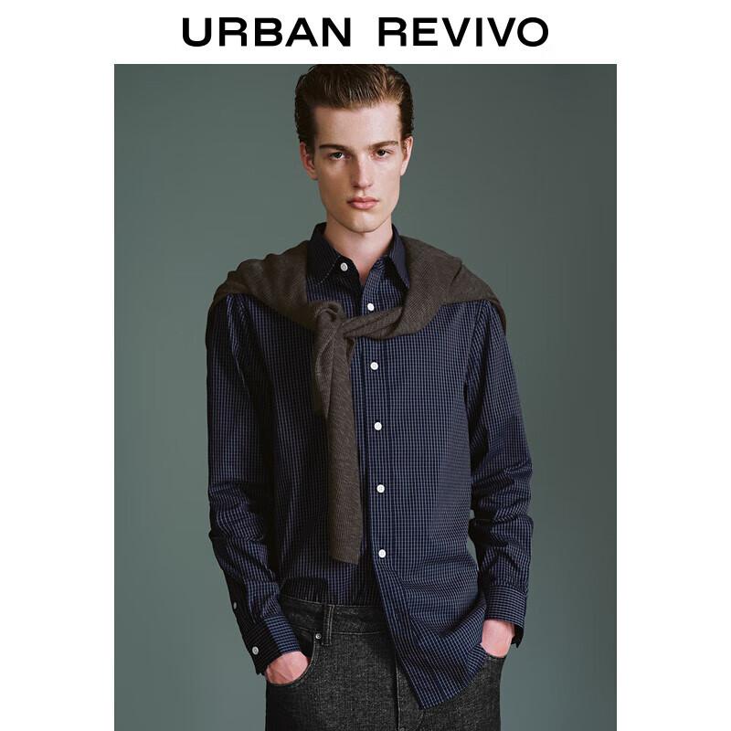 UR Men s Color-Block Plaid Long-Sleeve Shirt L