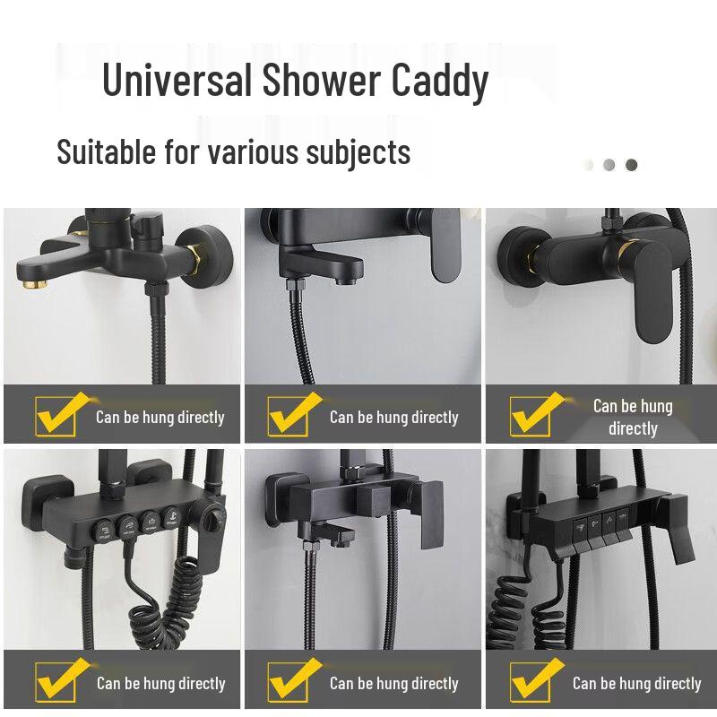 Punch-Free Bathroom Shelf & Shower Head Hanging Basket for Shampoo and Shower Gel Storage