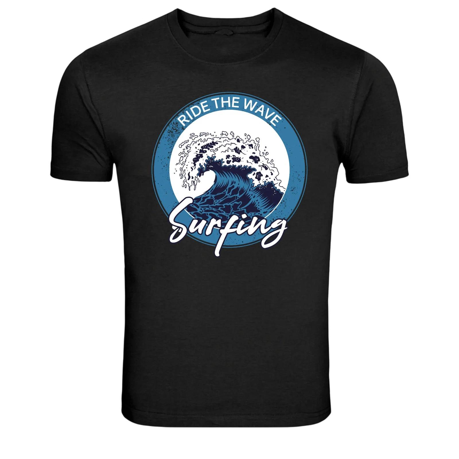 Ride The Wave Surfing Ocean Vintage Style Graphic T-Shirt 3XL