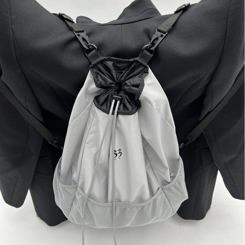 Women Nylon Drawstring Backpacks Casual Large Capacity Shoulder Bags Fashion Mesh Net Bagpack Sport Bags