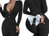 Women's Pajamas Valentine's Day Gift For Her With Flap Bow Black L