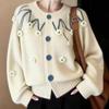 Damen Floral Cardigan Damen Rundhals Langarm Strickpullover Herbst Neue Version Locker Vielseitig Lässiges Oberteil