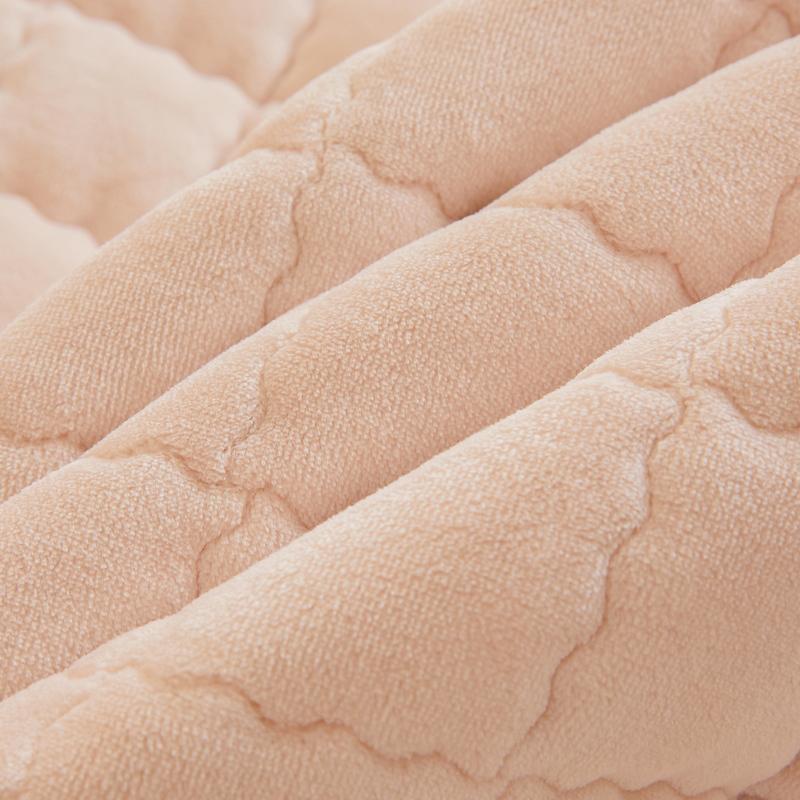 Soft Padded Winter Coral Fleece Mattress Pad with Plush Velvet Quilted Cover