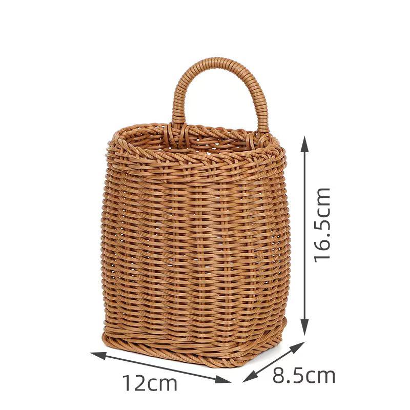 

Wall-Mounted Rattan-Style Storage Rack for Kitchen & Bathroom