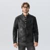 European American Retro Leather Jacket - Vintage Tie-Dye Washed Matte Coat
