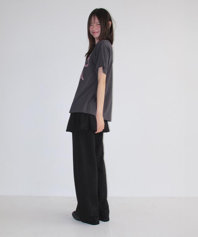 RONRON Peplum Ruffle Pantskirt Black