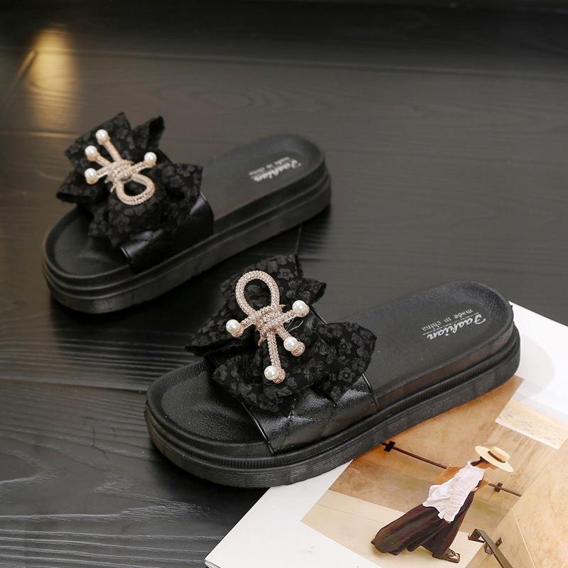 

Модные роскошные летние женские тапочки 2024 года в западном стиле для поездок на работу, модные повседневные тапочки на толстой подошве для улицы 40-41 чёрный