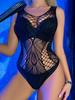 Women's Sexy See-Through Fishnet Bodysuit Open Crotch Lace Mesh Body Stocking Exotic Lingerie Jumpsuit for Special Occasions