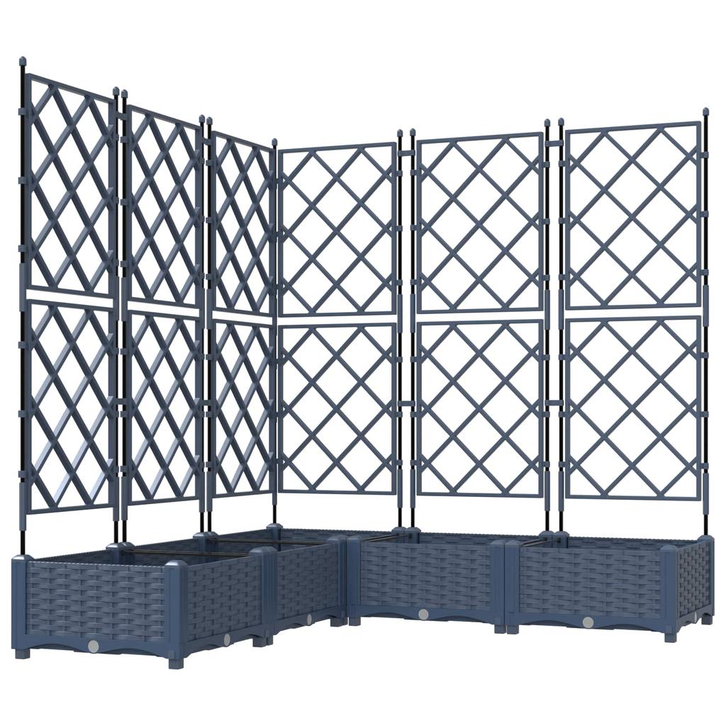 Garden Planter 5 Pcs Grey 120 X 120 X 125.5 Cm Plastic