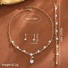 Elegant Pearl Rhinestone Flower Jewelry Set: Necklace, Earrings & Bracelet for Weddings & Banquets
