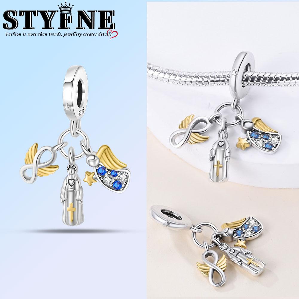 Exquisite Copper Nossa Senhora Aparecida Dangle Cross Charms Pendants Fit Original Bracelets Diy Jewelry For Women