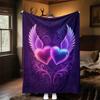 1pc Hearts Wings Outdoor Flannel Blanket Soft Warm All-Season Throw for Sofa Bed Car Camping Office, Cozy Gift Idea1319S