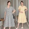 Maternity Clothes Summer Loose and Thin Medium and Long Dresses Fashion Temperament Collar Floral Going Out Summer Nursing Clothes