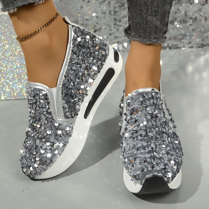Trendy Brand Shiny Sequin Decorated Fashion Sneakers New Style Women's High Quality Comfortable Thick Sole Casual Women's Shoes
