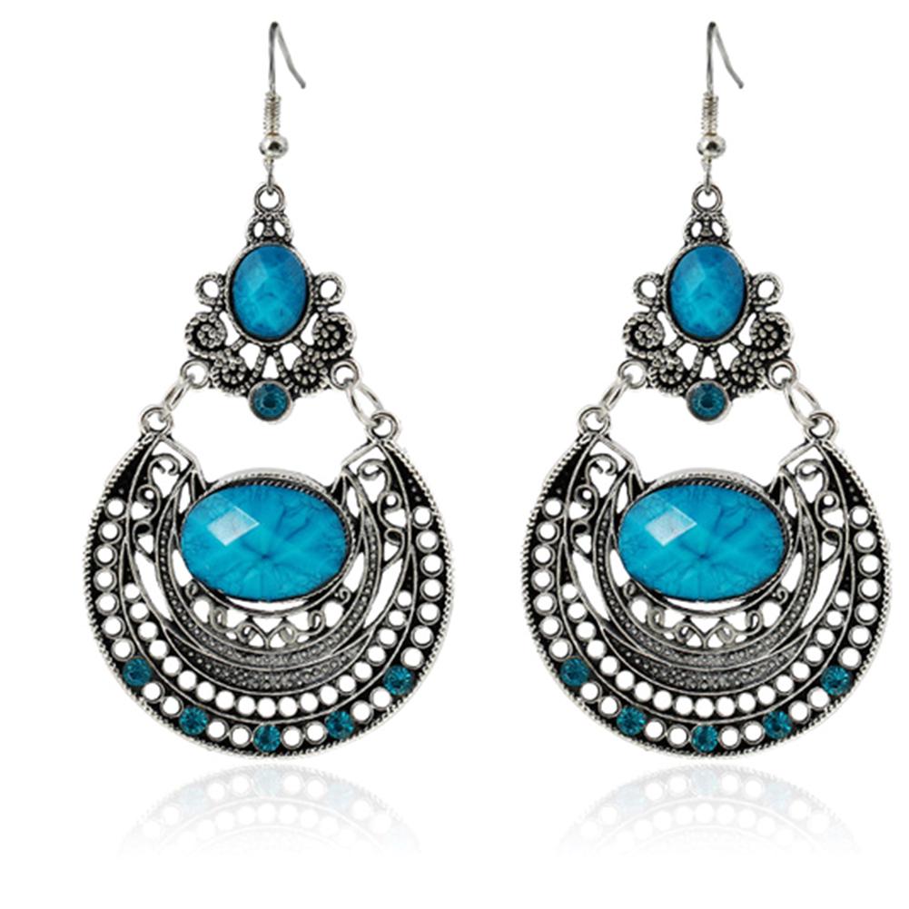 

Bluelans Earrings Hook Banquet Lady Dangle Hollow Jewelry Earrings Party Bohemia синій