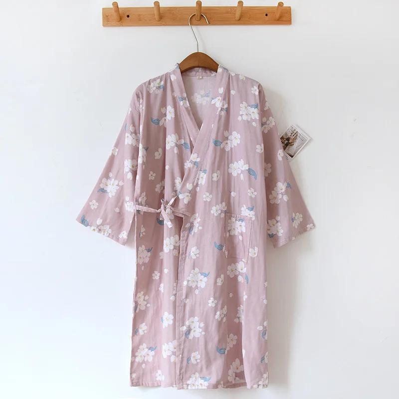Ladies Cotton Kimono Bathrobe Loose Homewear Pajamas Robes for Women Multi Colors Printed Cardigan Sleep Wear Womens Robe