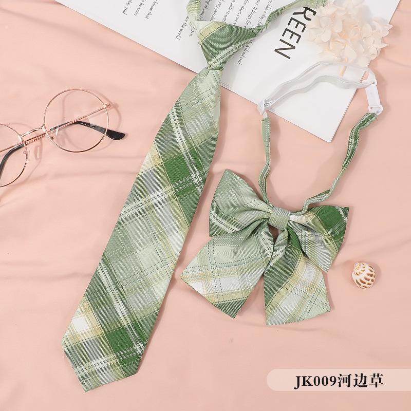 Japanese Korean Version Striped Jkdk College Style Red Cyan Gray Blue Shirt Men'S And Women'S Accessories Free Tie Tie Set