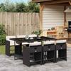 Vidaxl 7-Cz. Gartenmöbel-Set mit Kissen, Schwarz, Polyrattan