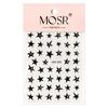 Alien Crystal Rhinestone Nail Stickers: Gold, Silver & Black Stars with Irregular Pentagram Decals