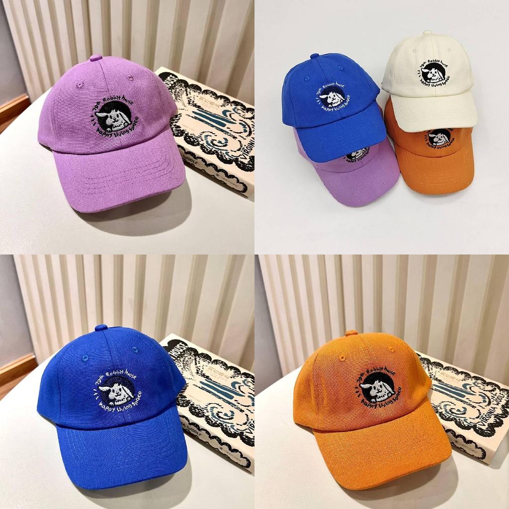 Cute Rabbit Embroidery Kids Baseball Cap For Girls Sun Protection Duck Tongue Hat