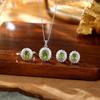 Natural Crystal Stone S925 Sterling Silver Necklace Earrings Ring Garnet Olivine Topaz Pendant Brushed Craft