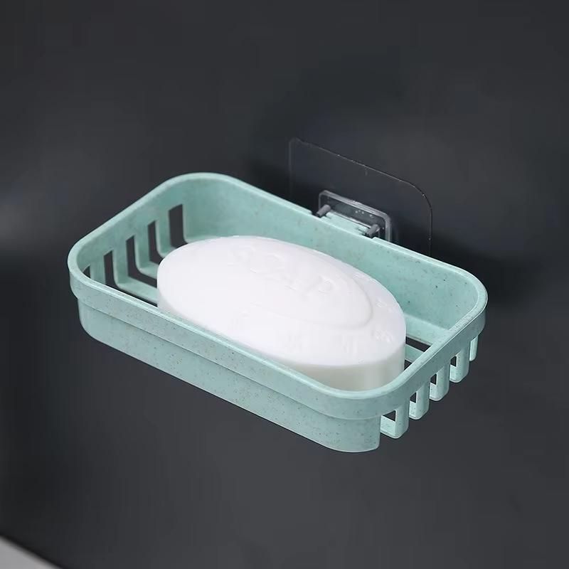 Wheat Straw Non-Trace Stick Soap Box Bathroom Suction Cup No-Punch Soap Holder Wall-Mounted Soap Box Soap Holder Drainage single зелёный