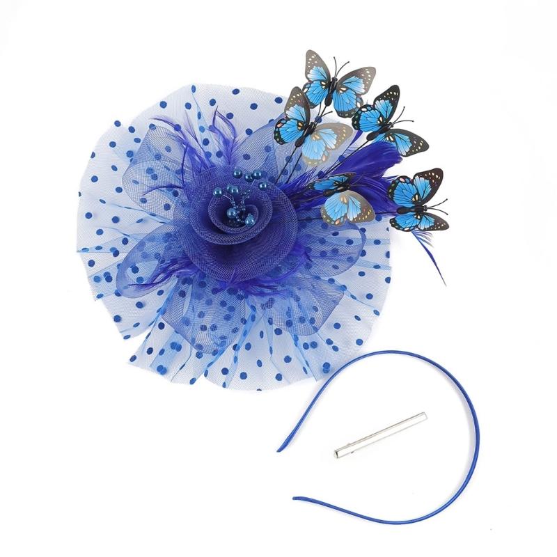Elegant Feathered Butterfly Bridal Fascinator Hairband With Tulle Design For Wedding Cocktail Parties Formal Occasion
