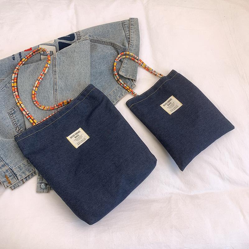 American double-sided bag plaid canvas bag women's commuter tote bag retro contrasting color hand bag spring and summer new parent-child bag