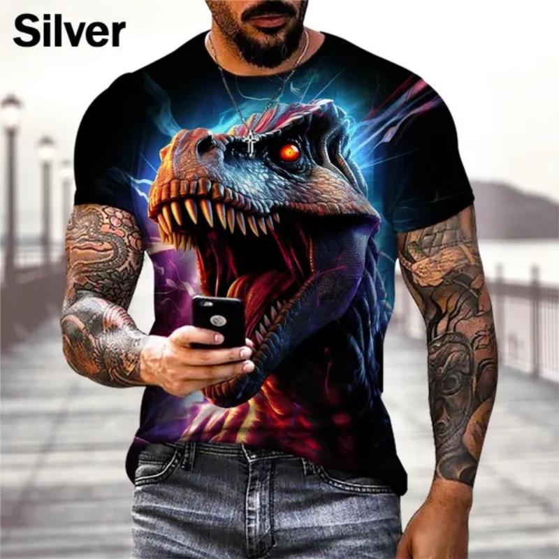 Summer Men Kids 3D Printed Dinosaur T-Shirt Child Fashion Tops Tees Male Vintage Short Sleeve Clothing Casual Stylish Streetwear