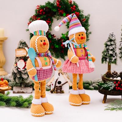 Christmas Cartoon Figurine Extendable Gingerbread Man Chef Gnome Christmas Window Display Festival Desktop Decoration Supplies