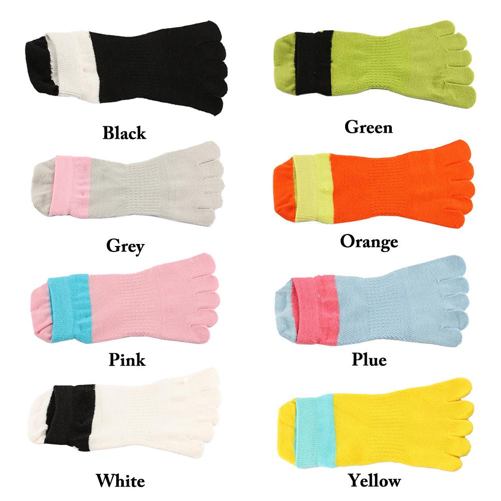 Sports Fashion Womens Autumn 8 Colors Five Finger Socks Cotton  Ankle  Toe Socks
