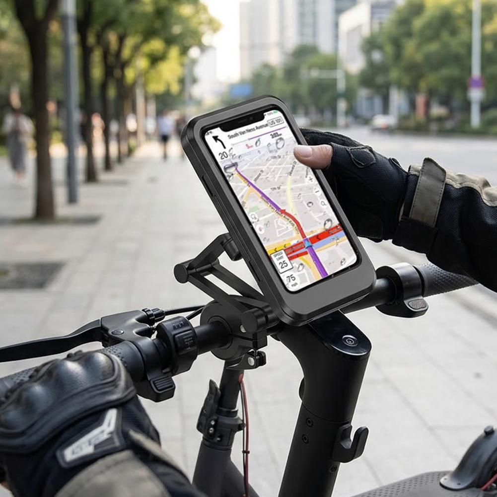 Waterproof Magnetic Motorcycle Phone Holder 360° Rotatable Adjustable Bike Handlebar Cell Phone Mount Touch Screen