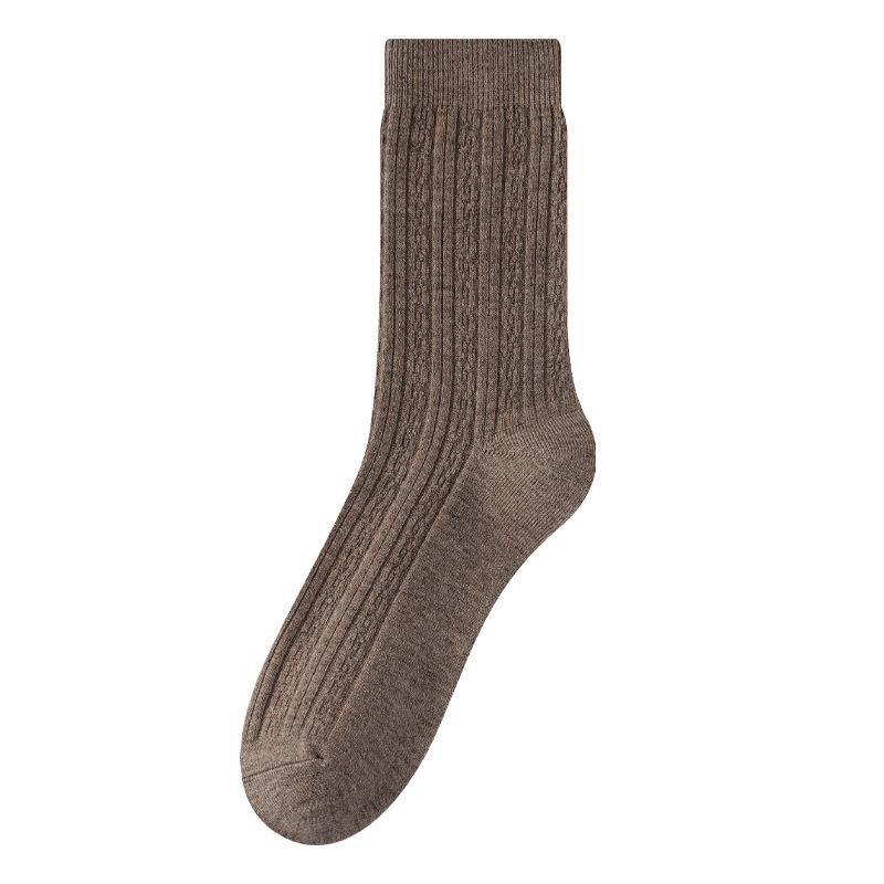 Wool Socks - Children's Autumn and Winter Thick and Warm Dark Marbled Twisted Mid-calf Socks