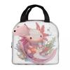 Cute Cartoon Axolotl In Coral Reef Insulated Lunch Bag for Women Children Leakproof Food Boxes Thermal Lunch Box Tote