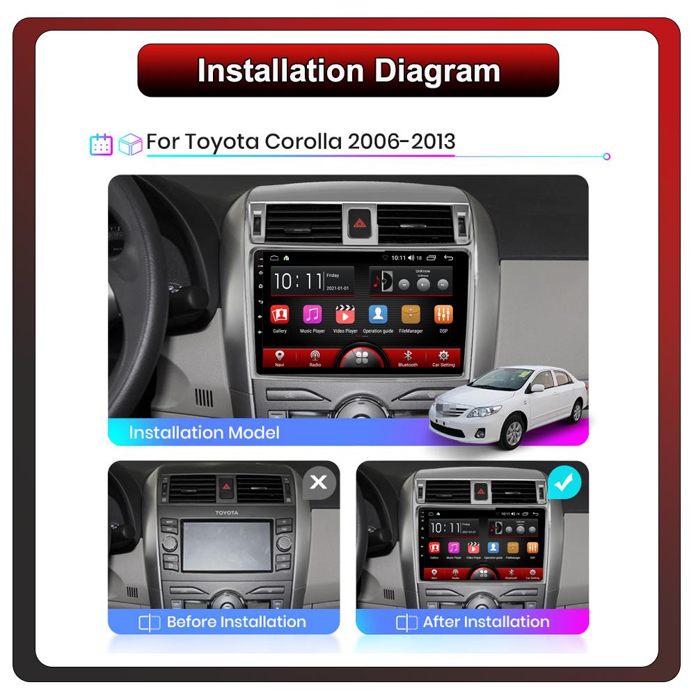 2Din Android Car-Play Car Radio,Toyota Corolla AxioFielder E140 2006-2012,Multimedia Player Head Unit Stereo GPS Navigation BT WIFI,1+16GB