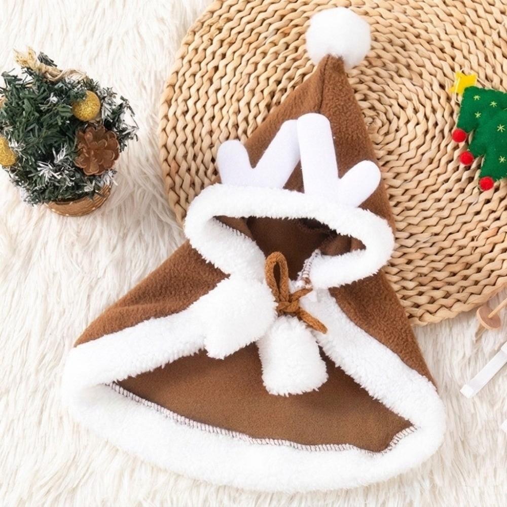 4Pcs Warm Christmas Pet Costume Set Soft Santa Hat Outfit Pet Cape  Small Pet