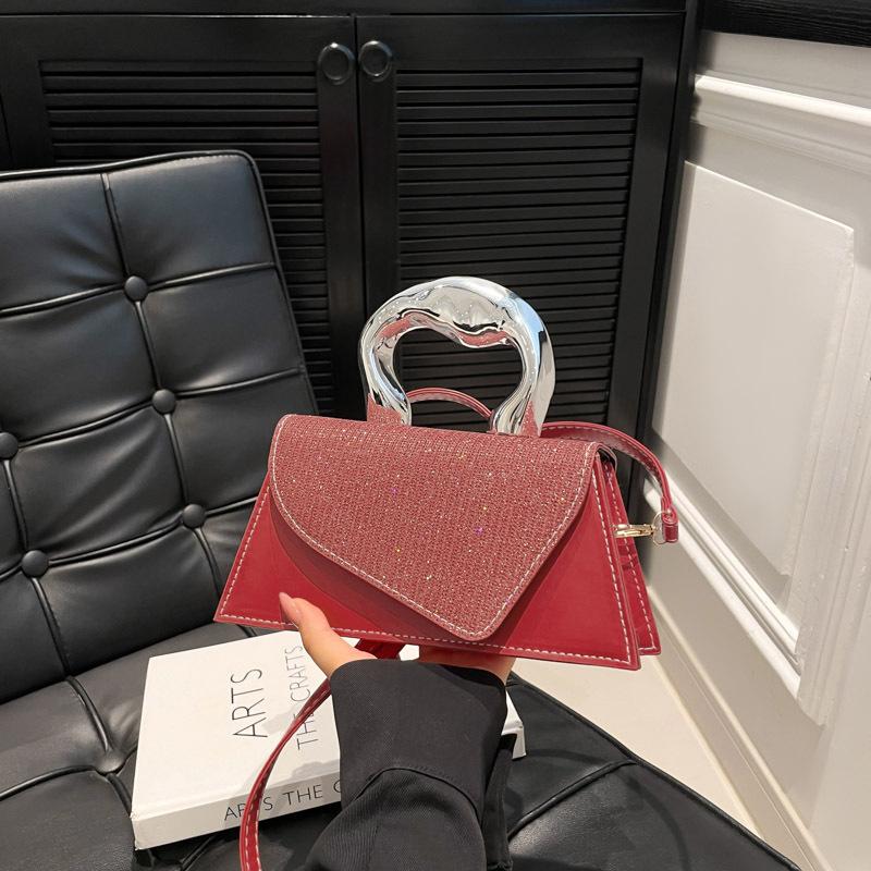 New splicing hypotenuse summer new casual contrasting metal portable small square bag shoulder bag women