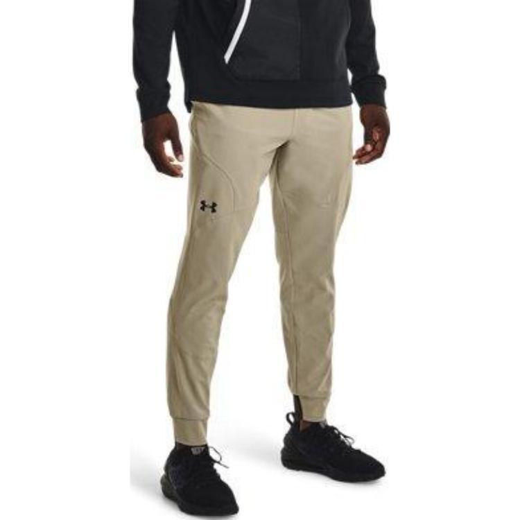Under Armour Unstoppable Knitted Sweatpants Men's Khaki Gray Moderate Cuffed Pants 1352027-037
