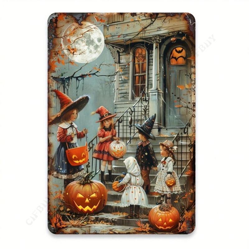 

Halloween Metal Wall Decor, Spooky Interior Plaque 20x30cm